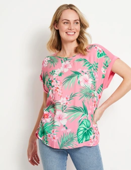 Rivers Short Sleeve Printed Front Top