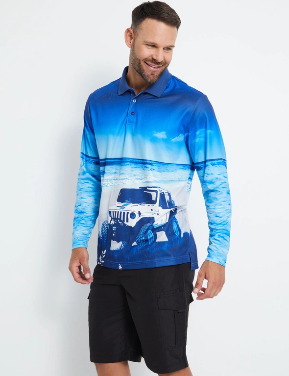 Rivers-Tex Printed Long Sleeve Fishing Polo, hi-res image number null