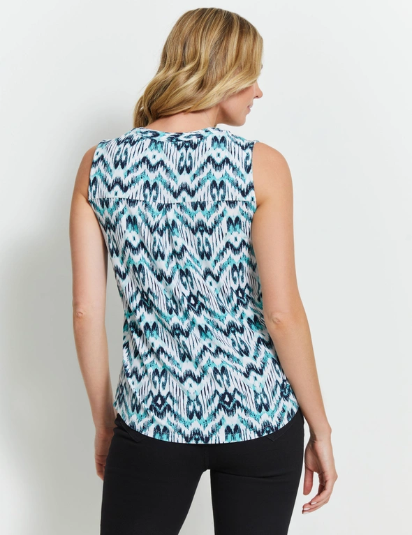 Rivers Sleeveless Notched Neck Printed Top, hi-res image number null
