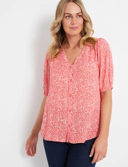 Rivers Printed Button Thru Crinkle Blouse 