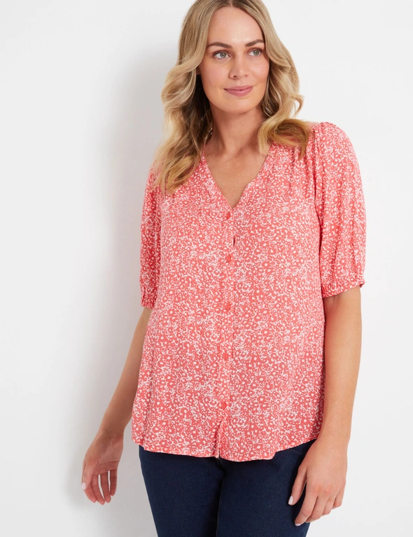 Rivers Printed Button Thru Crinkle Blouse , hi-res image number null