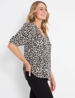 Rivers Printed Button Thru Crinkle Blouse 