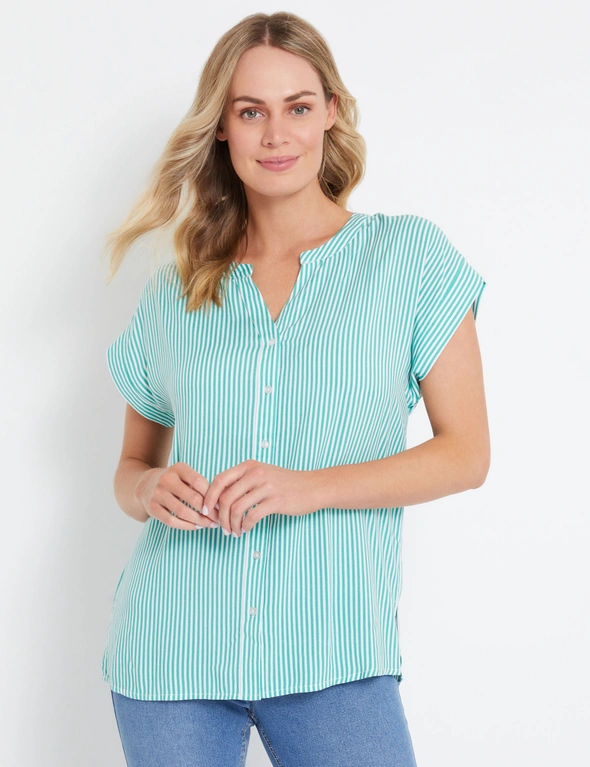 Rivers Striped Button Thru Short Sleeve Shirt, hi-res image number null