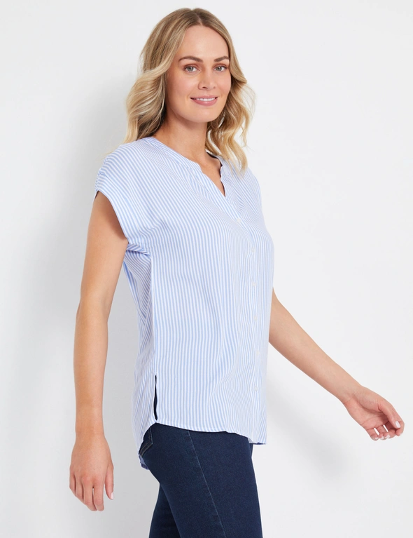 Rivers Striped Button Thru Short Sleeve Shirt, hi-res image number null
