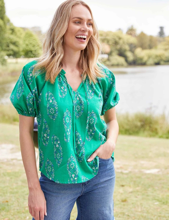 Rivers Cotton Printed Boho Top, hi-res image number null