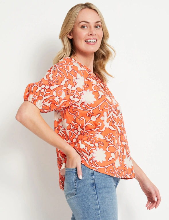 Rivers Short Sleeve Cotton Printed Boho Top, hi-res image number null