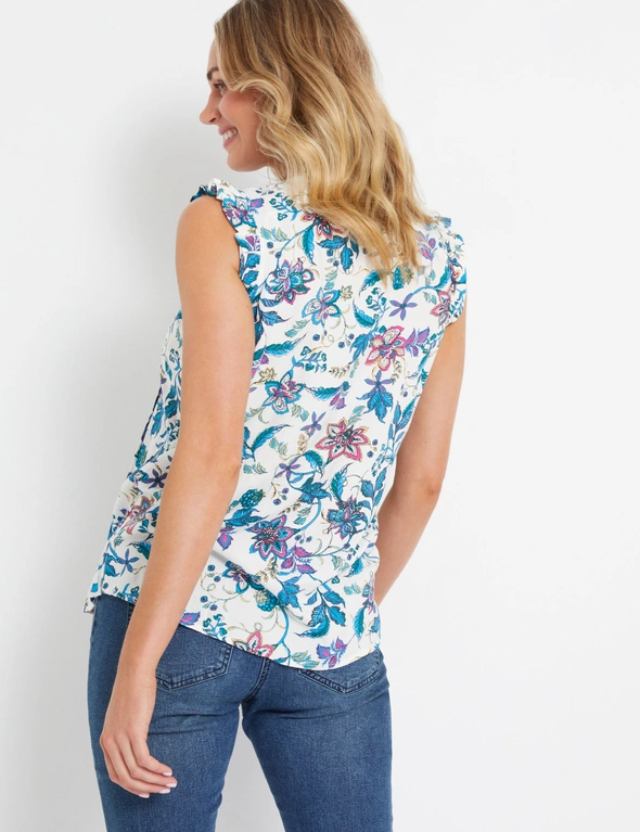 Rivers Sleeveless Pleat Front Printed Shirt, hi-res image number null