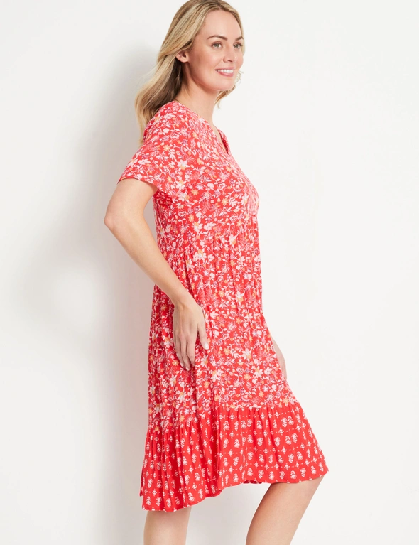 Rivers Short Sleeve V Neck Textured Midi Dress | Rivers Australia