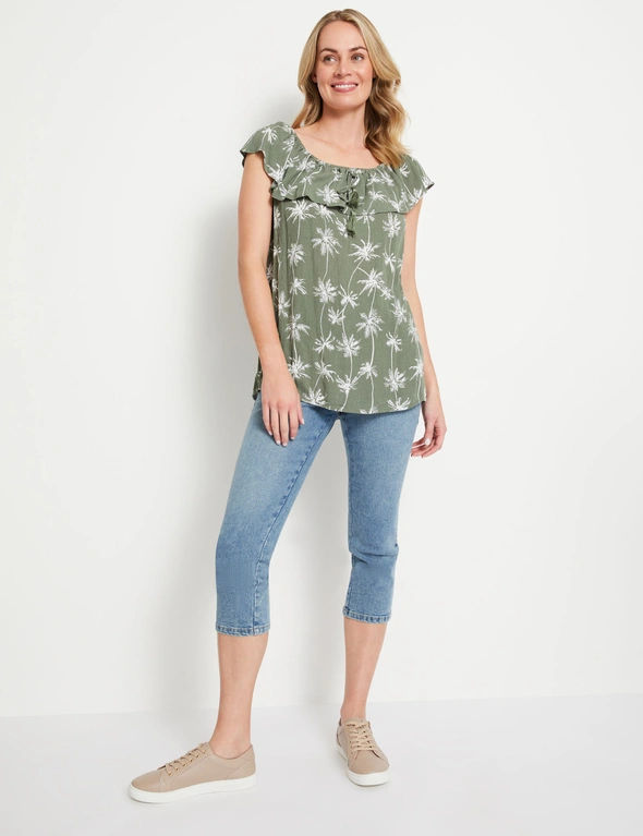 Rivers Short Sleeve Ruffle Neck Textured Top, hi-res image number null