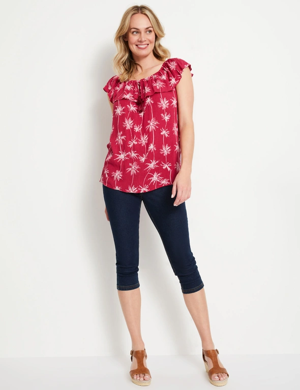 Rivers Short Sleeve Ruffle Neck Textured Top, hi-res image number null