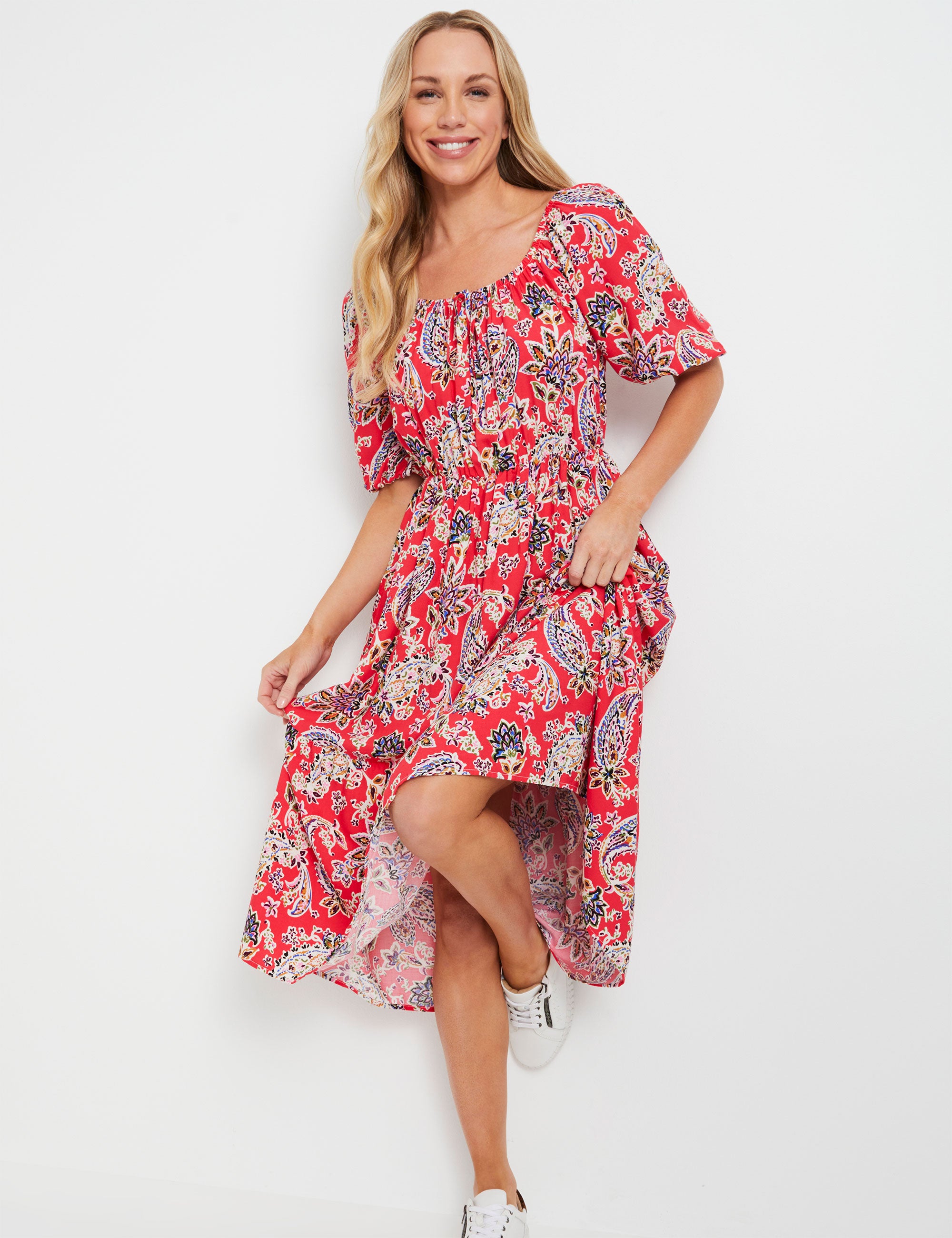 Rivers Short Sleeve Printed Boho Midi Dress | Rivers Australia