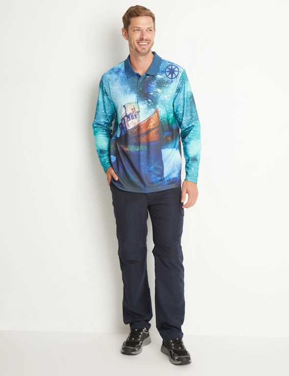 Rivers-Tex Long Sleeve Printed Fishing Polo, hi-res image number null