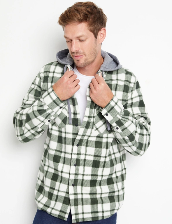 Rivers Polar Fleece Check Shacket With Detachable Hood, hi-res image number null