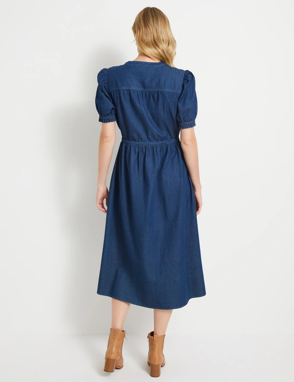 Rivers Short Sleeve Cotton Chambray Maxi Dress, hi-res image number null