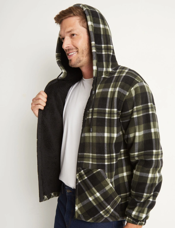Rivers Polar Fleece Check Zip Shacket With Hood, hi-res image number null