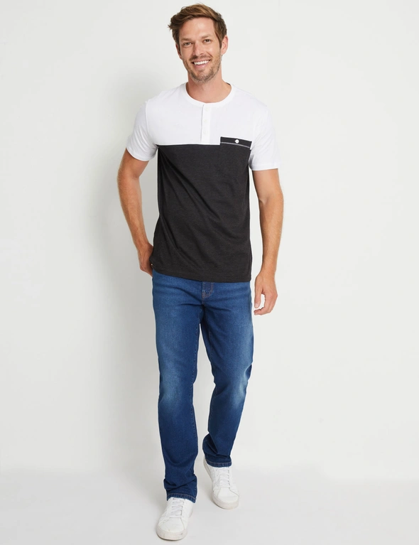 Rivers Short Sleeve Colour Block Henley Tee, hi-res image number null