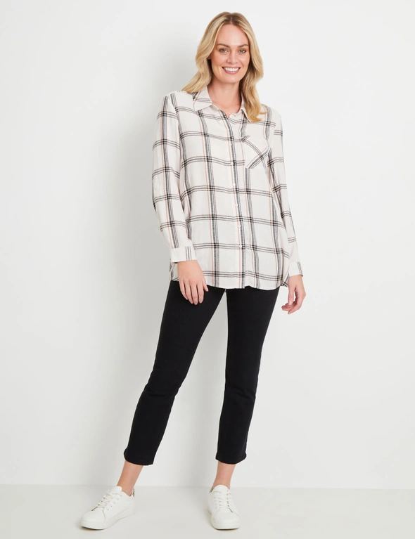Rivers Womens Long Sleeve Curved Hem Check Shirt, hi-res image number null