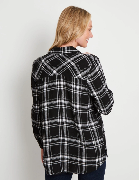 Rivers Womens Long Sleeve Curved Hem Check Shirt, hi-res image number null