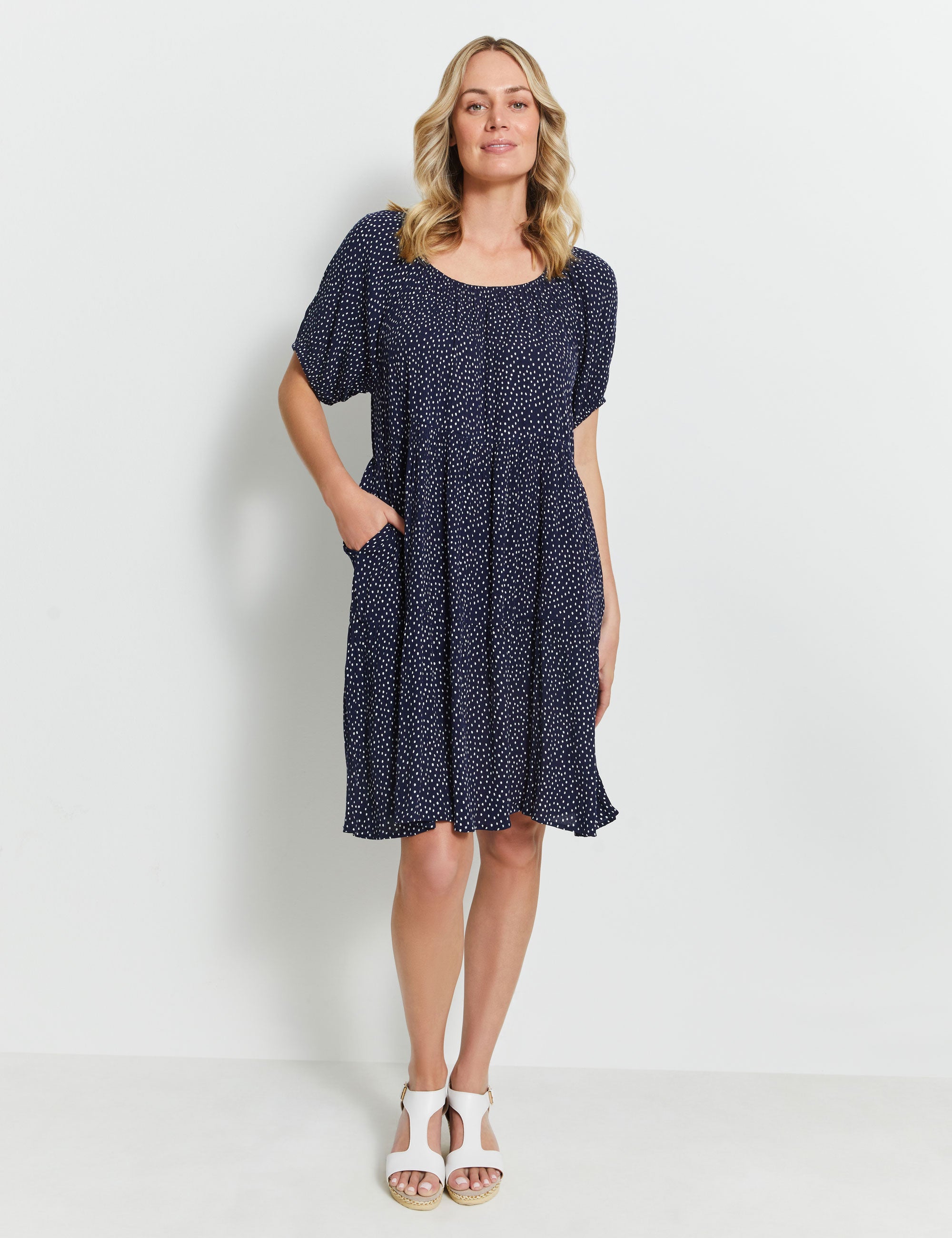 Rivers Short Sleeve Crinkle Tiered Midi Dress | Rivers Australia