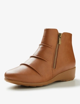 Rivers Ruched Zip Wedge Boot Ginger