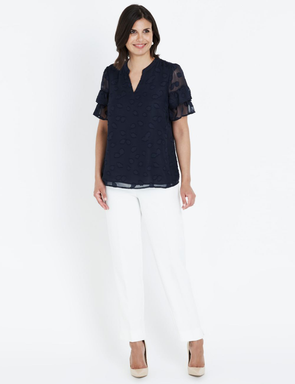 RUFFLE S/SLV BURNOUT TOP, hi-res image number null