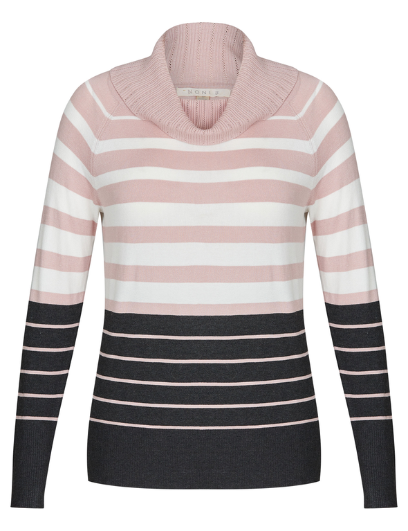 NONI B LONG SLEEVE ROLL NECK STRIPE JUMPER, hi-res image number null