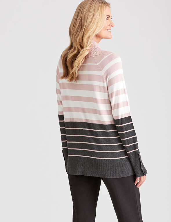 NONI B LONG SLEEVE ROLL NECK STRIPE JUMPER, hi-res image number null