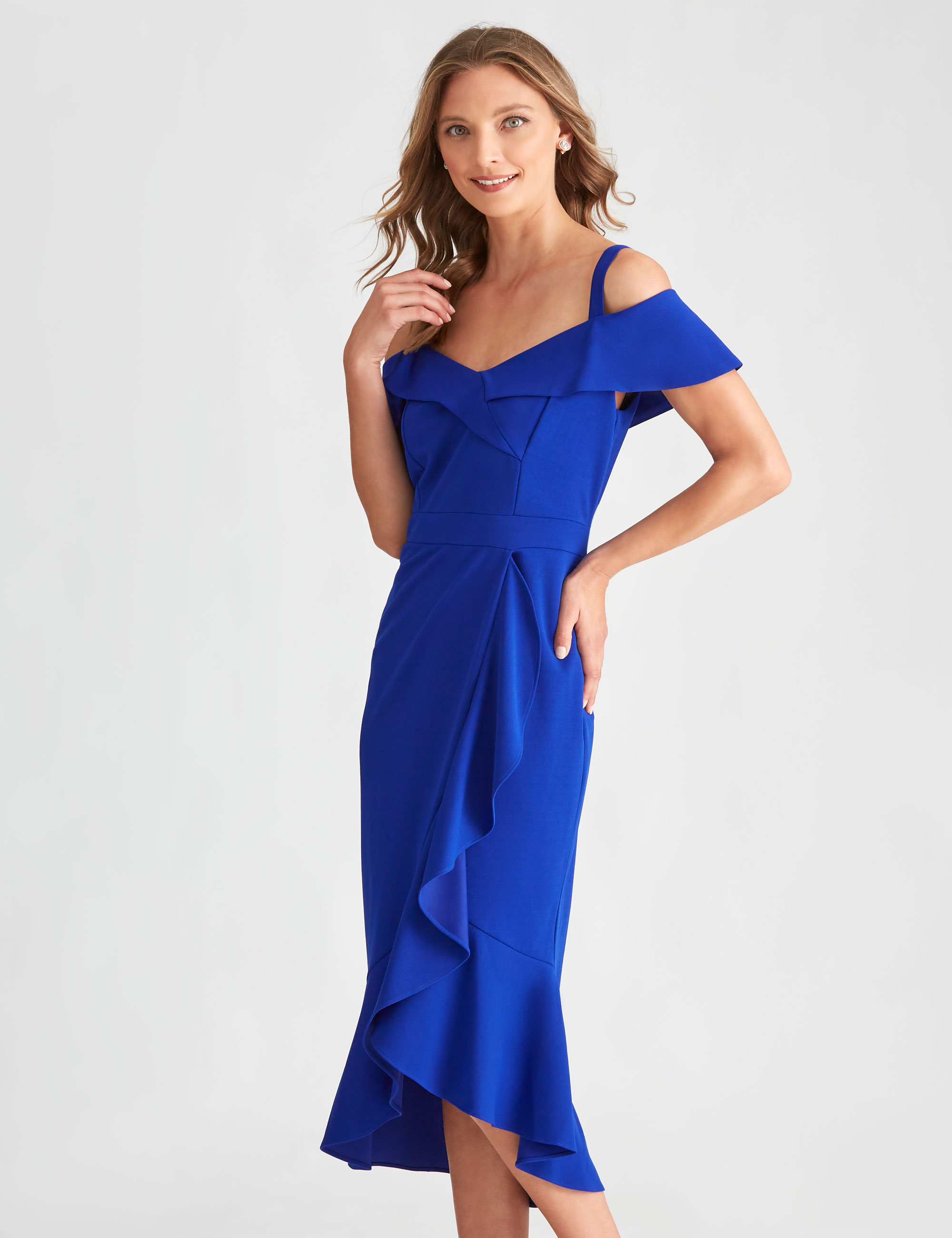 Liz Jordan Blue Satin Dress