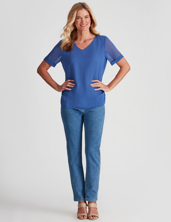 NONI B CHIFFON OVERLAY TOP, hi-res image number null