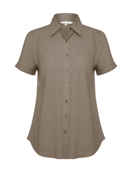Noni B Short Sleeve Plain Linen Shirt