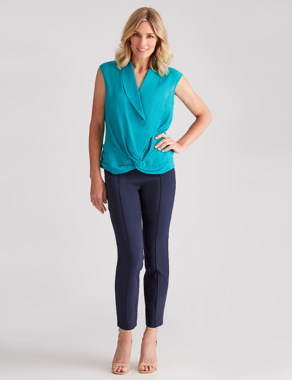 Noni B Knot Front Collared Top, hi-res image number null