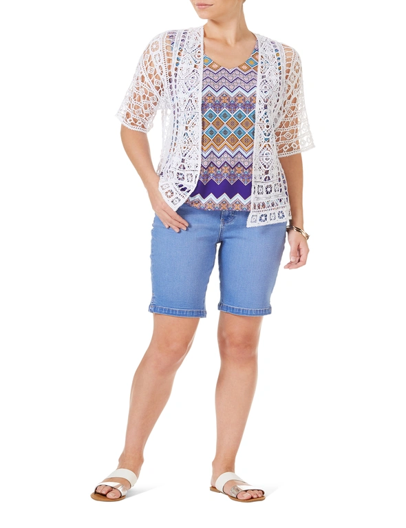 Rockmans Sleeveless Lace Trim Summer Print Top, hi-res image number null