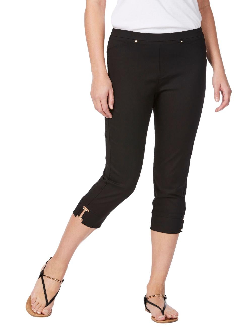 Rockmans Crop Buckle Detail Pants | Rockmans