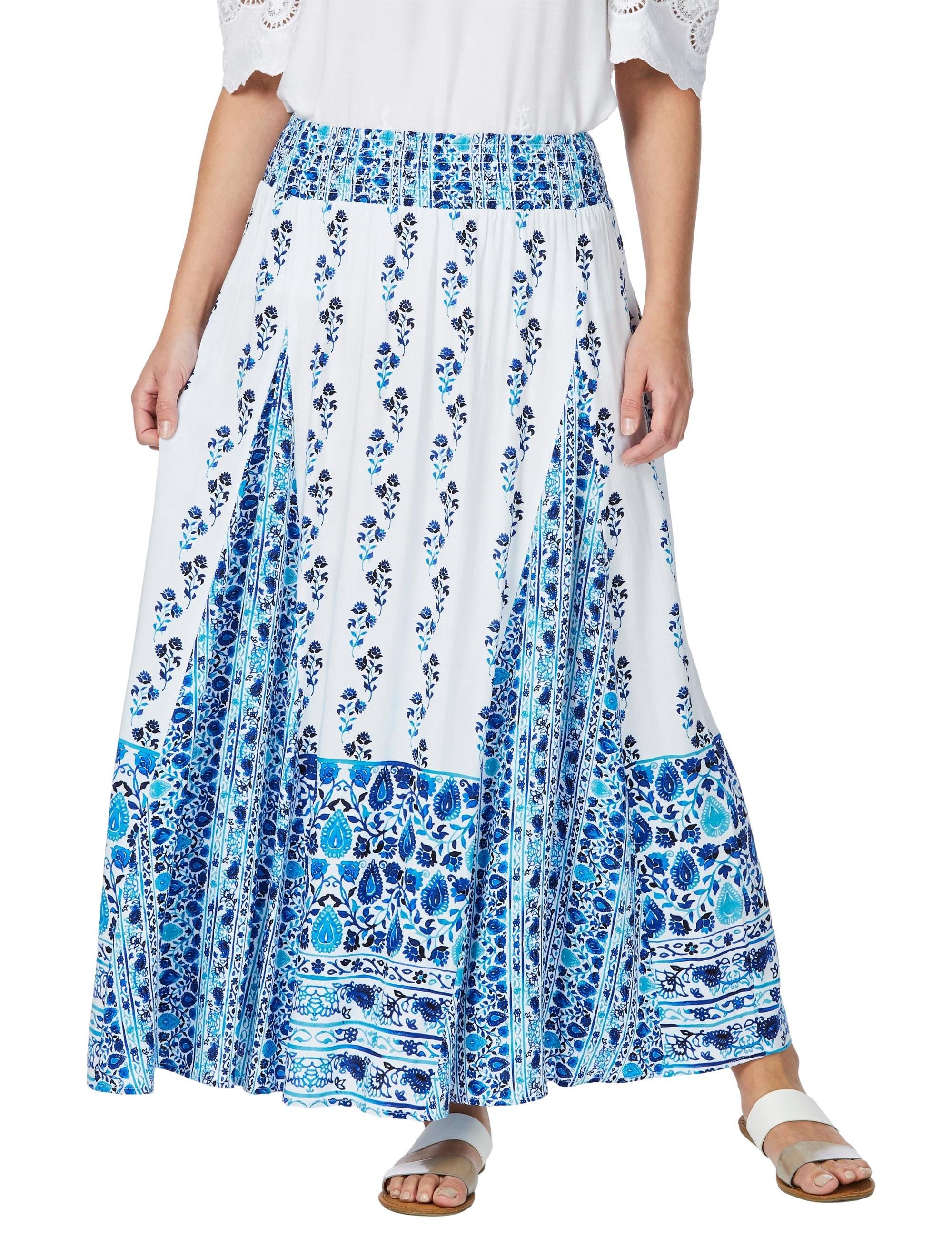 Rockmans Blue Bloom Maxi Print Skirt | EziBuy Australia