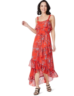 Table Eight Sleeveless Red Floral Maxi Dress