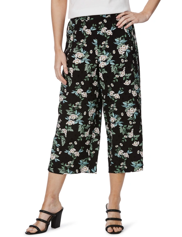 Rockmans Table Eight 7/8 Length Wide Leg Floral Print Spot Culotte, hi-res image number null