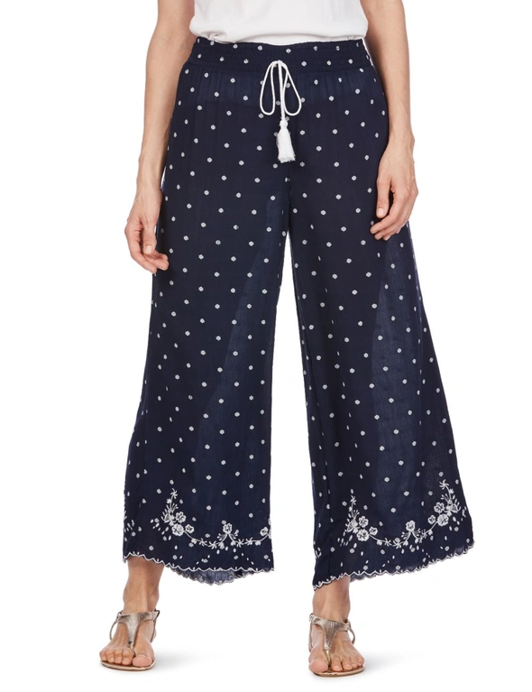 Rockmans Culotte Dobby Embroidered Pant, hi-res image number null