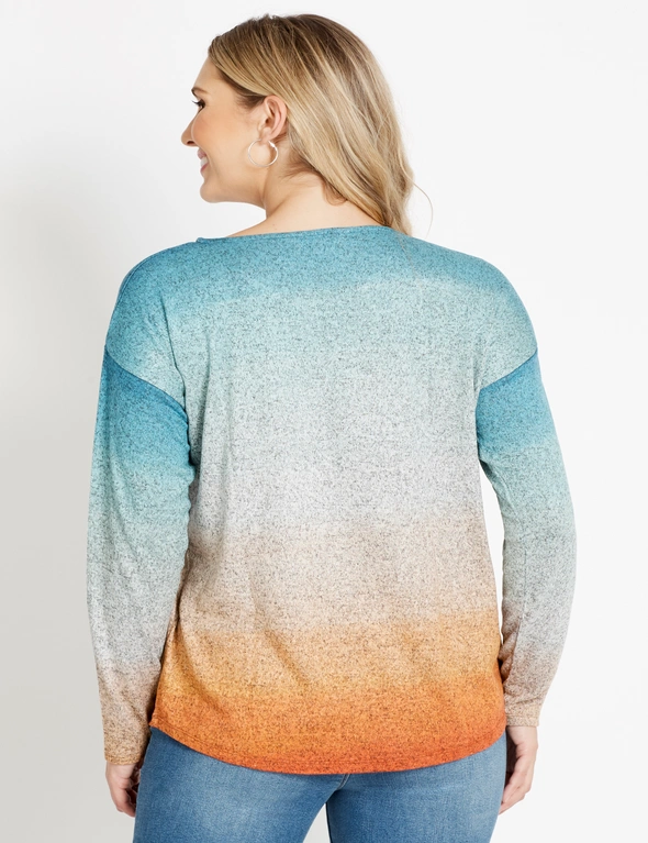 Rockmans Long Sleeve Ombre Marle Top, hi-res image number null