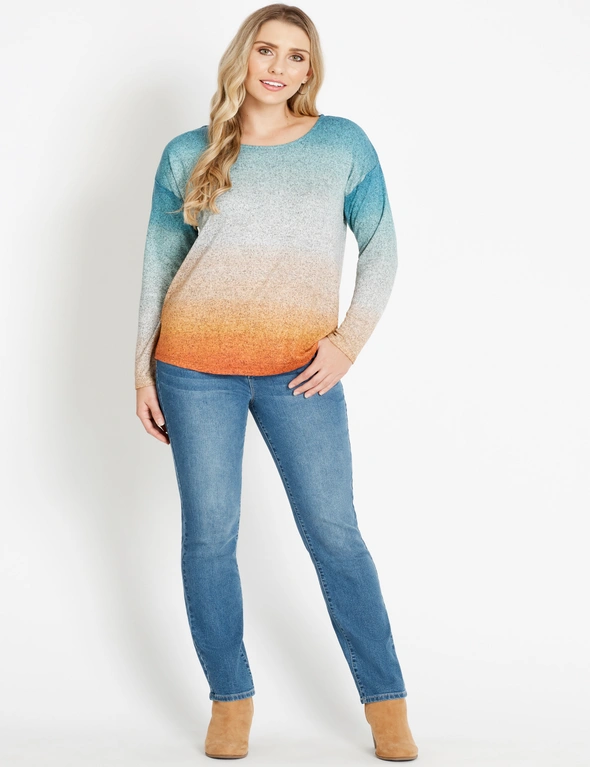Rockmans Long Sleeve Ombre Marle Top, hi-res image number null