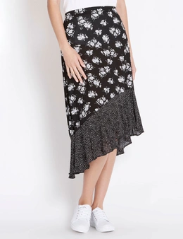 Rockmans Neutral Floral Ruffle Skirt