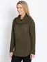 Table Eight Long Sleeve Cowl Chenille Cable Knit, hi-res
