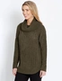 Table Eight Long Sleeve Cowl Chenille Cable Knit, hi-res