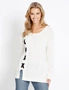 Rockmans Long Sleeve Scoop Neck Lace Up Knitwear Top, hi-res