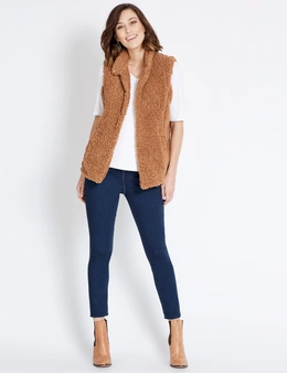 Rockmans Sleeveless Shearling High Low Gilet Top