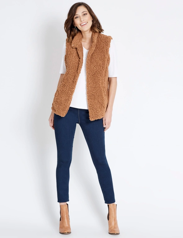 Rockmans Sleeveless Shearling High Low Gilet Top, hi-res image number null