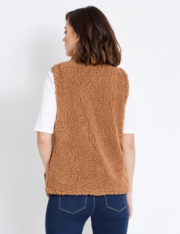 Rockmans Sleeveless Shearling High Low Gilet Top, hi-res image number null