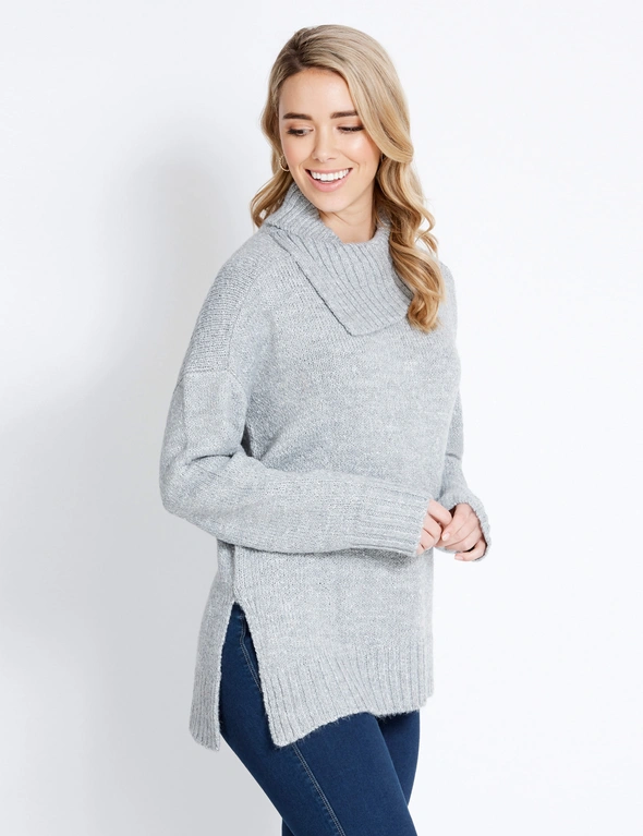 Table Eight Long Sleeve Asymmetric Hem Cowl Knit, hi-res image number null