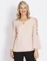 Table Eight Long Sleeve Lace Up Foil Blouse, hi-res