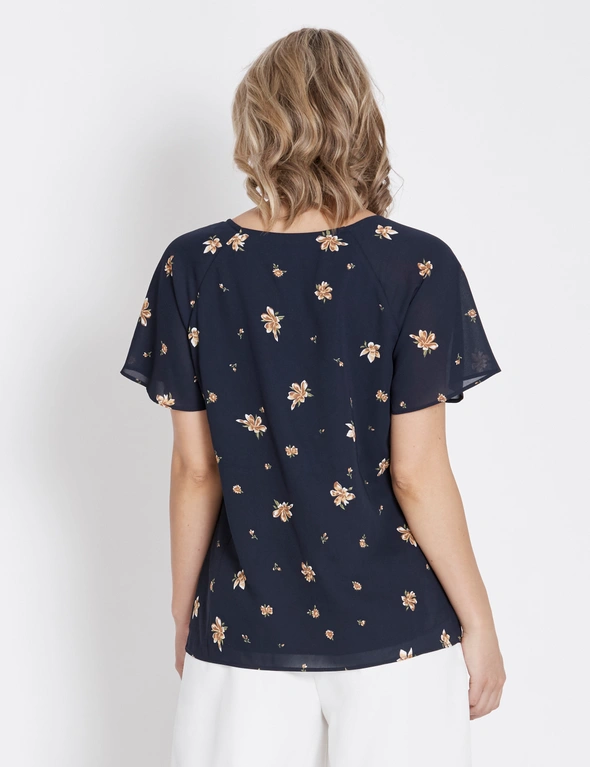 Table Eight Flutter Sleeve Floral Eyelet Top, hi-res image number null