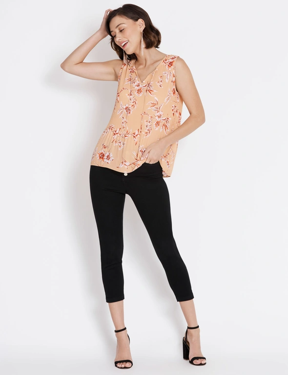 Table Eight Sleeveless Floral Pleated Top, hi-res image number null